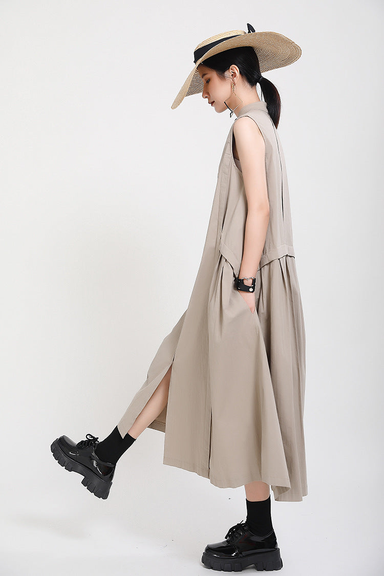 Elegant High Neck Linen Sleeves Women Long Dresses
