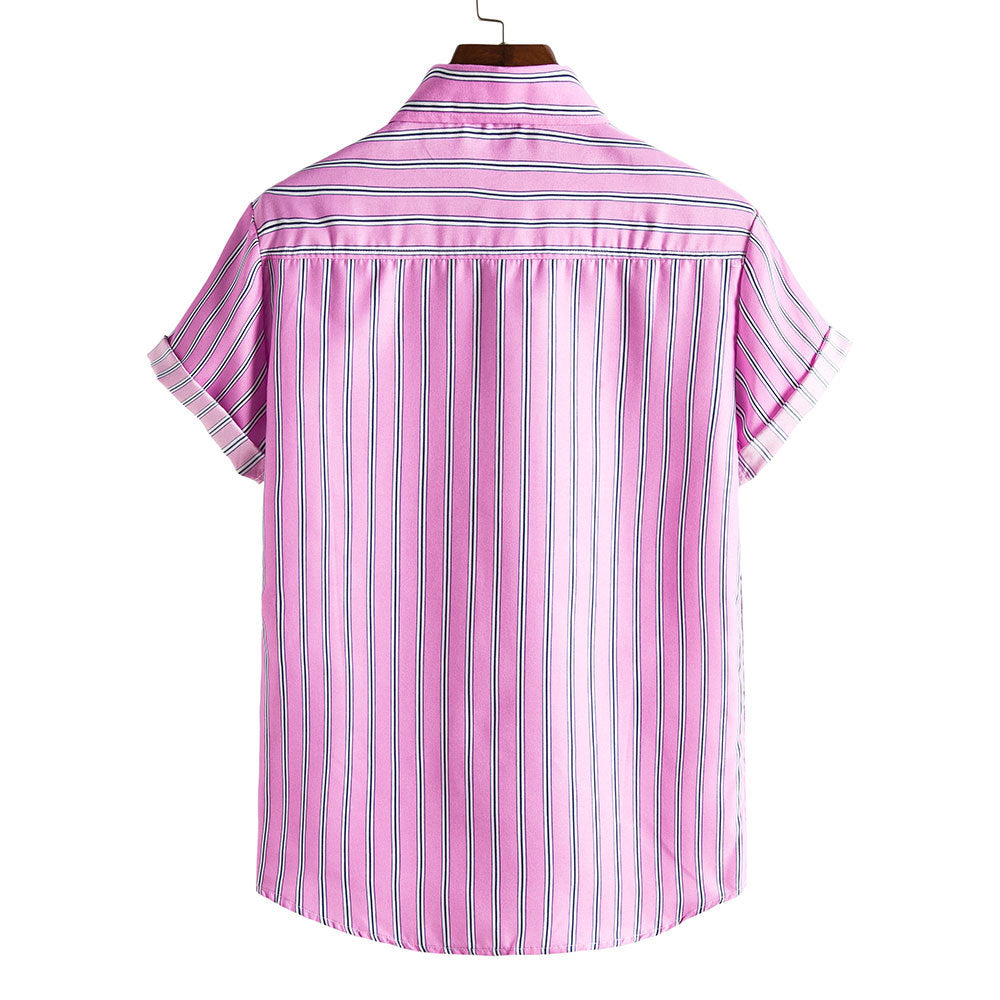Men's Striped Short Sleeves Summer Beach T Shirts
