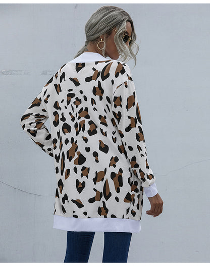 Casual Leopard Design Knitted Coats for Women