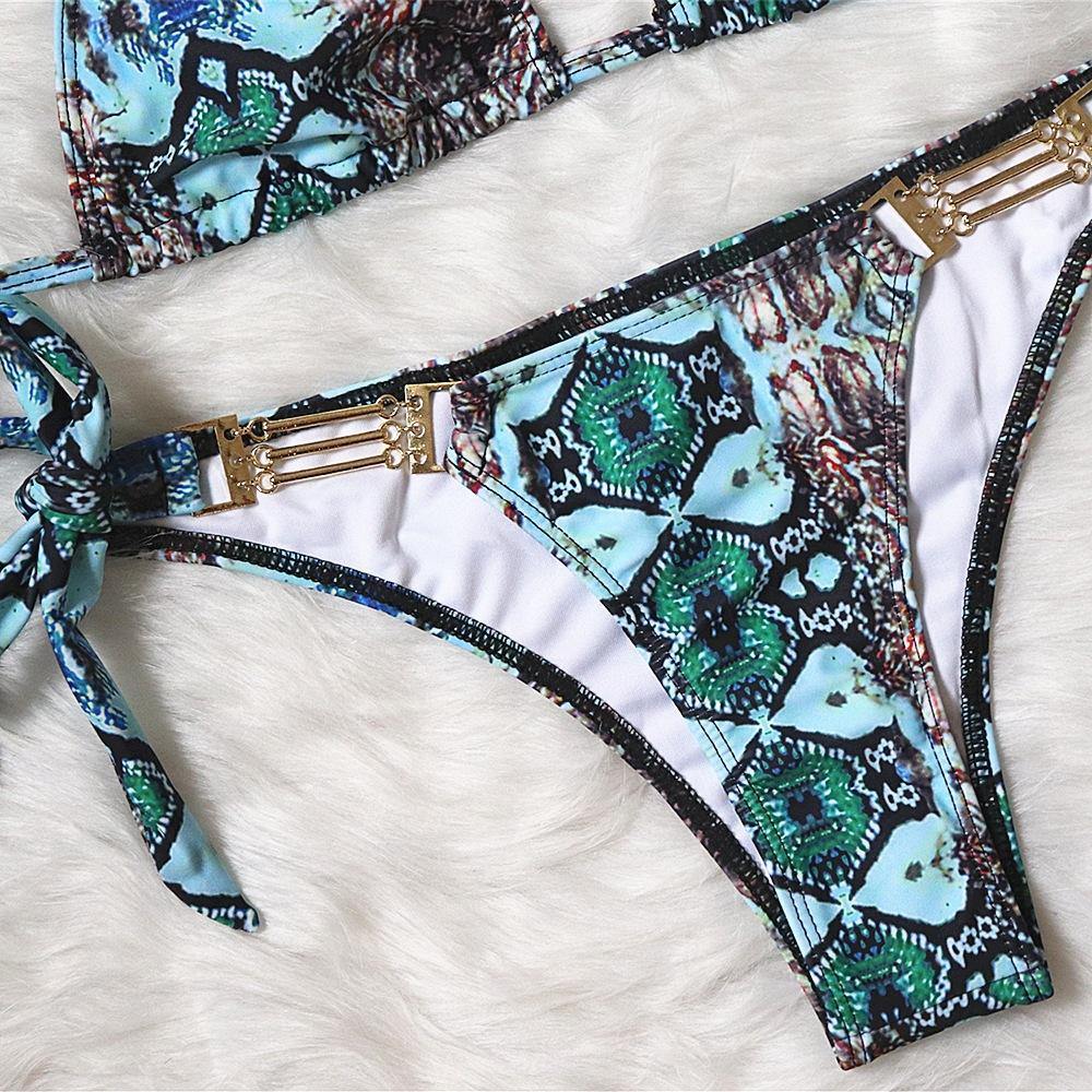 Sanke Print Backless Sexy Summer Beach Swimwear-STYLEGOING