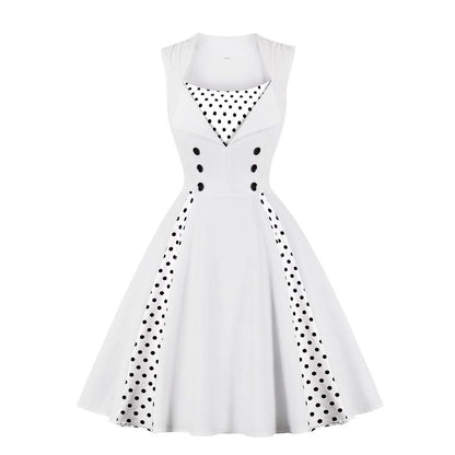 Women Vintage Sleeveless Midi Length Dresses-STYLEGOING
