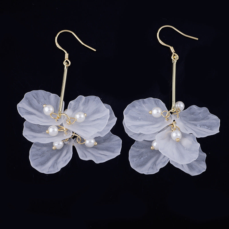 Elegant Preserved Fresh Flower Design Women Dangle Earrings