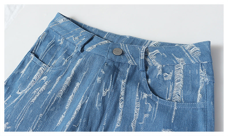 Designed Vintage Denim Trumpet Pants for Women