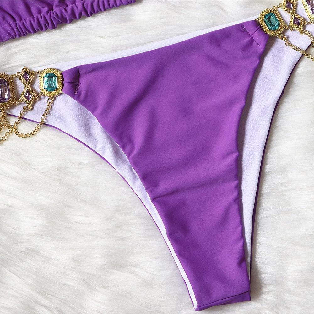 Sexy Rhinestone Metal Decoration Bikini-STYLEGOING