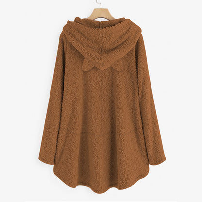 Casual Embroidery Cat Designed Loose Hoodies for Women