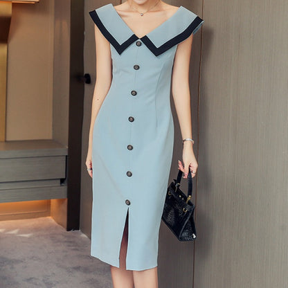 Elegant Sky Blue Midi Dresses