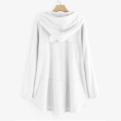 Casual Embroidery Cat Designed Loose Hoodies for Women