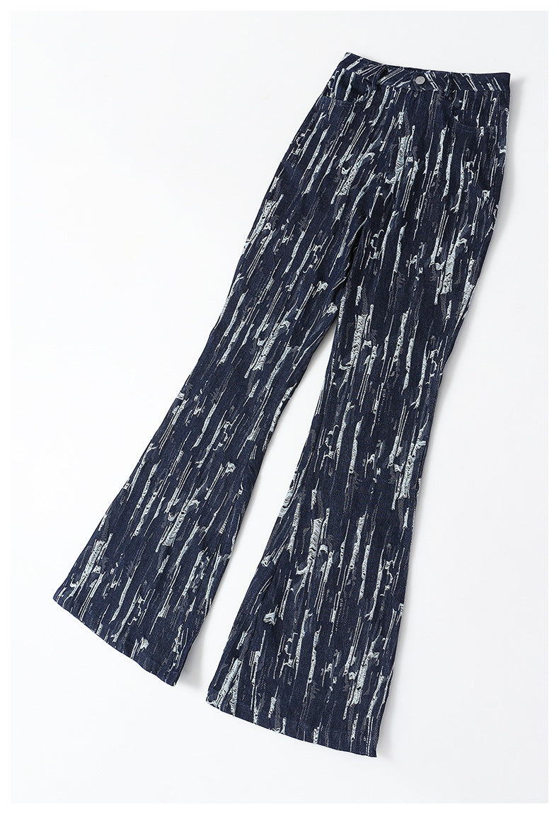 Designed Vintage Denim Trumpet Pants for Women