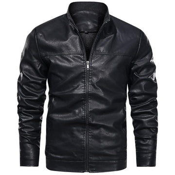 Men PU Baseball Motorcycle Jacket Coat