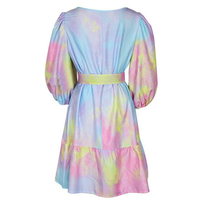 Fashion Ruffled Dyed Short Dresses-STYLEGOING