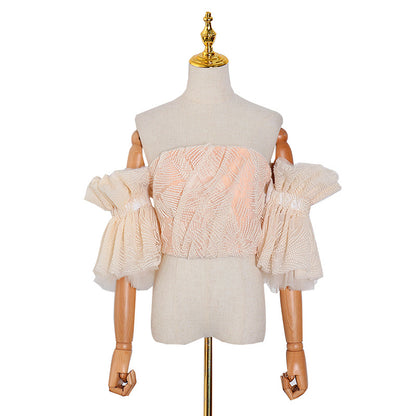 Designed Embroidery Backless Stapless Tops