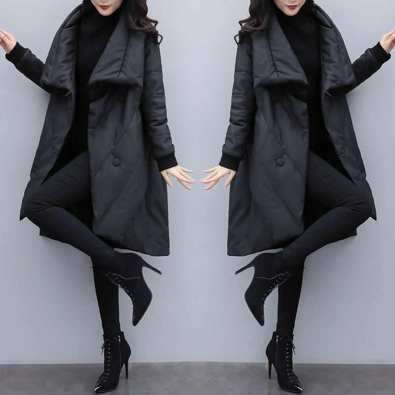 Black Women Cape Style Winter Overcoat
