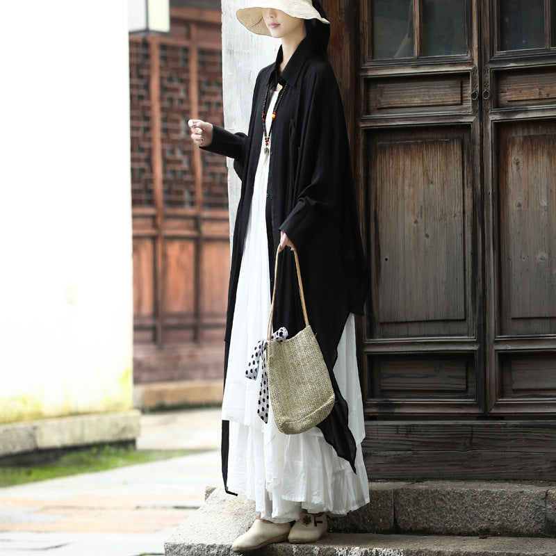 Simple Design Linen Long Shirts and Sun Dress