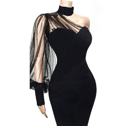 Black See Through Bodycon Dresses-STYLEGOING