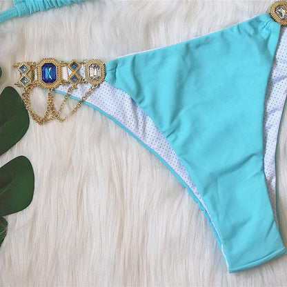 Sexy Rhinestone Metal Decoration Bikini-STYLEGOING