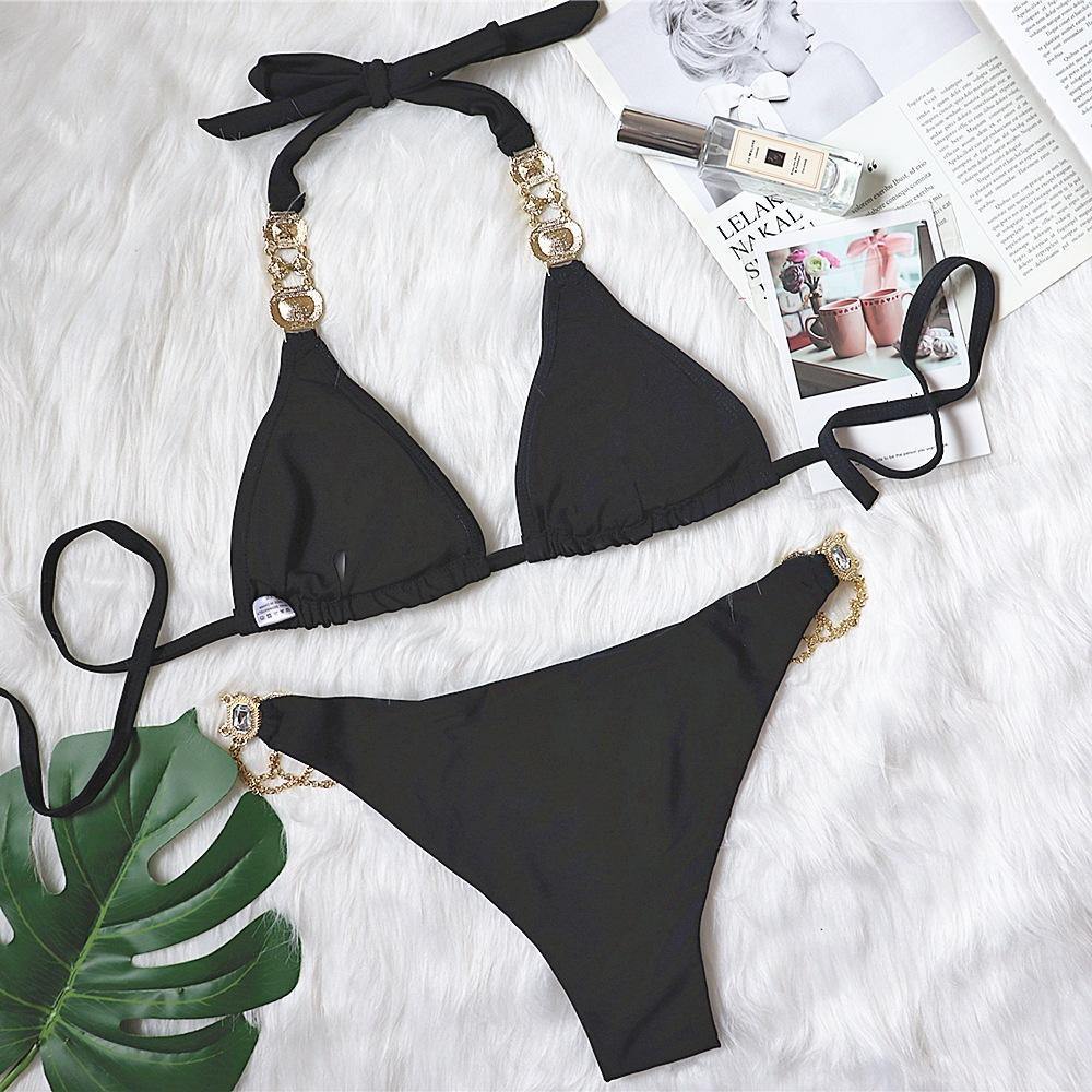 Sexy Rhinestone Metal Decoration Bikini-STYLEGOING