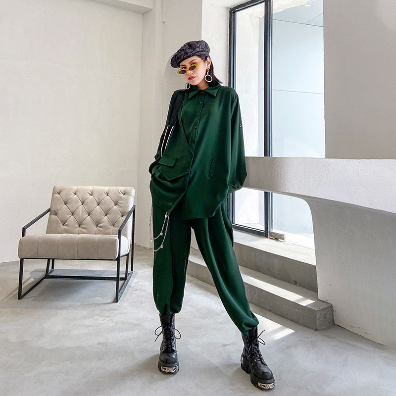 Leisure Women Two Pieces Long Sleeves Shirts & Pants