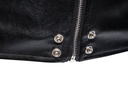 Black Plus Sizes Pu Leather Jacket & Coats