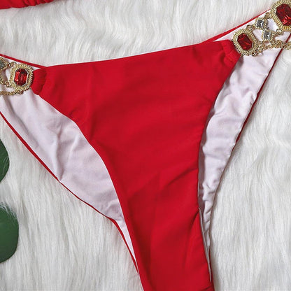Sexy Rhinestone Metal Decoration Bikini-STYLEGOING