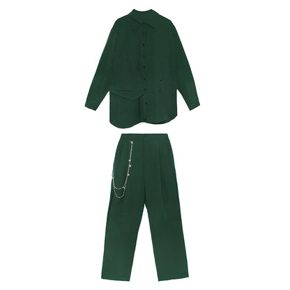 Leisure Women Two Pieces Long Sleeves Shirts & Pants