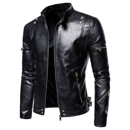 Black Plus Sizes Pu Leather Jacket & Coats