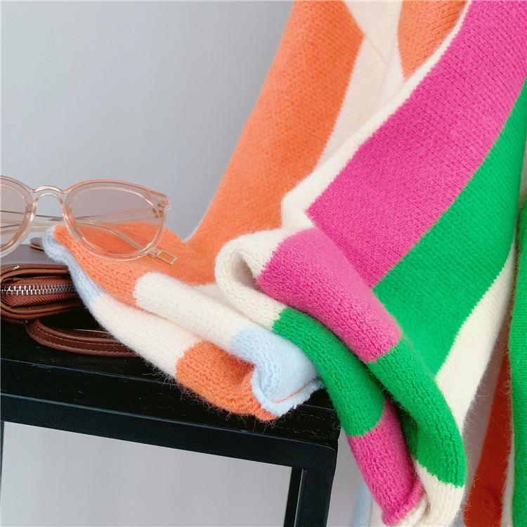 Women Striped Loose Knitting Cardigans-STYLEGOING