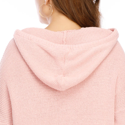 Pink Long Sleeves Plus Sizes Sweater Dress-STYLEGOING