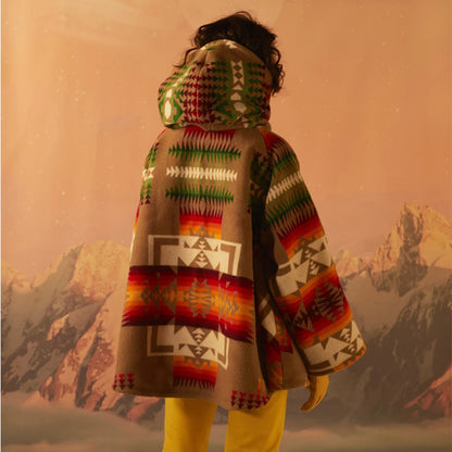Orange Women Winter Boho Woolen Overcoat