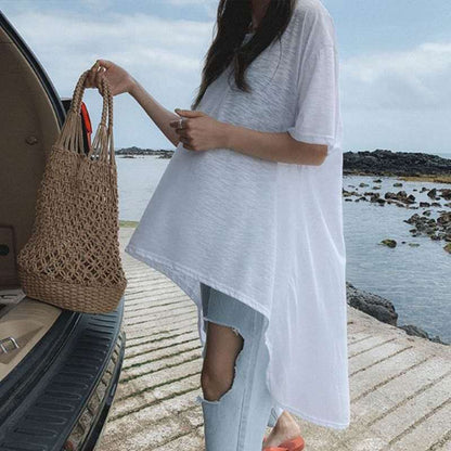 White Cotton Summer Women Short Sleeves T Shirts