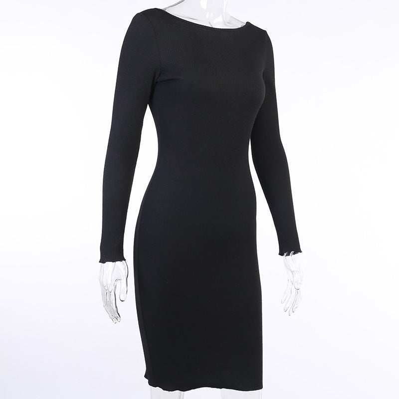 Sexy Backless Long Sleeves Fall Sheath Dresses
