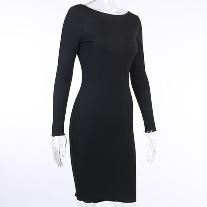 Sexy Backless Long Sleeves Fall Sheath Dresses
