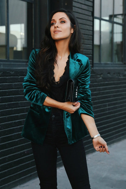 Women Fashion Long Sleeves Pleuche Blazers