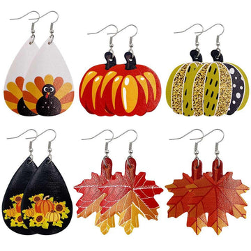 Thanksgiveing Day Pumpkin Turkey Earring 2 Sets