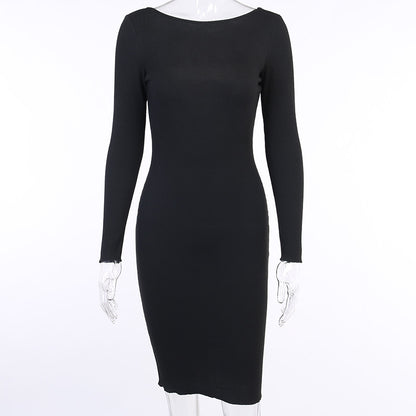 Sexy Backless Long Sleeves Fall Sheath Dresses
