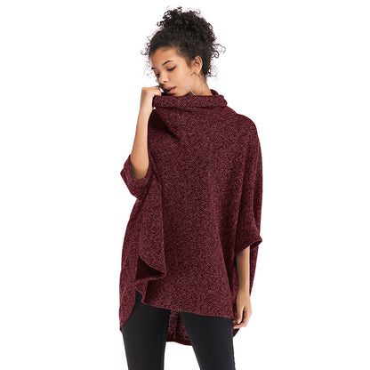 High Neck Irregular Knitting Capes for Women
