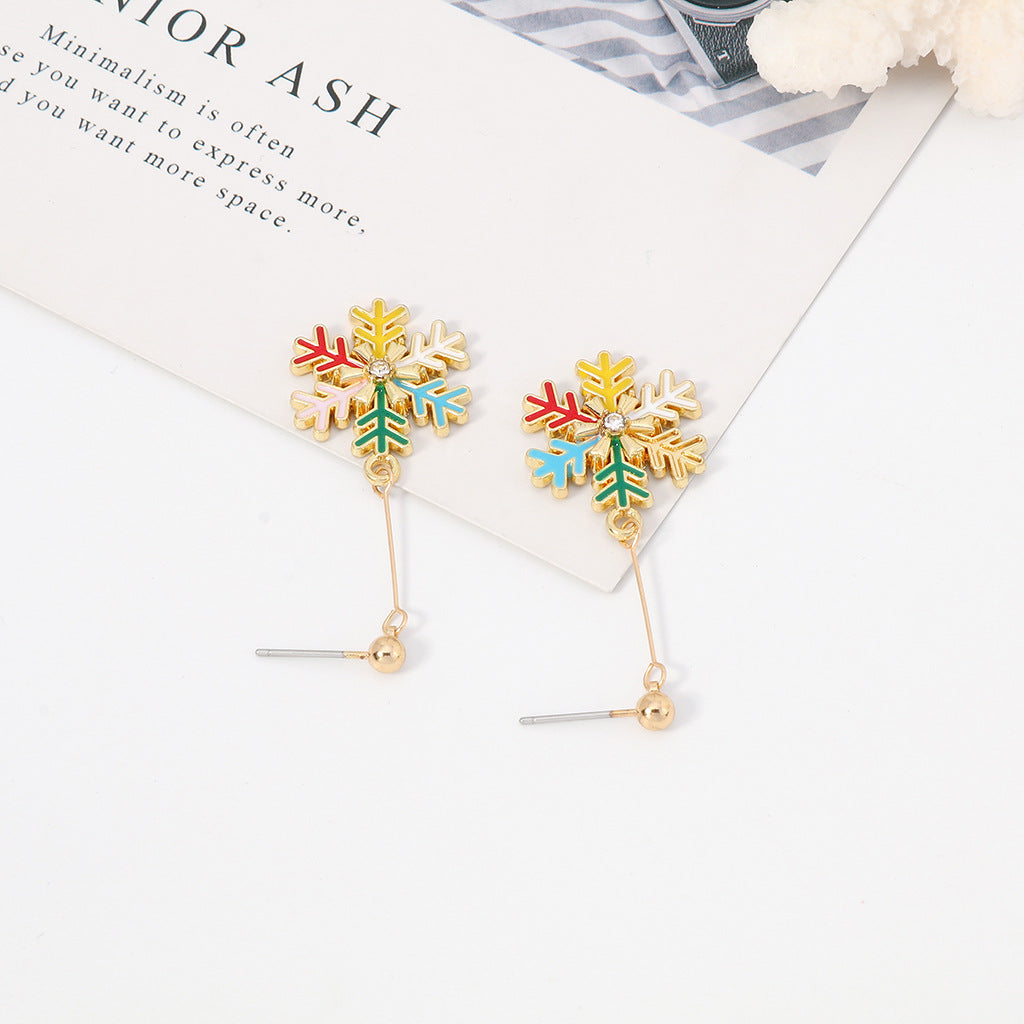 Fashion Christmas Snowflake Drop Earring for Women