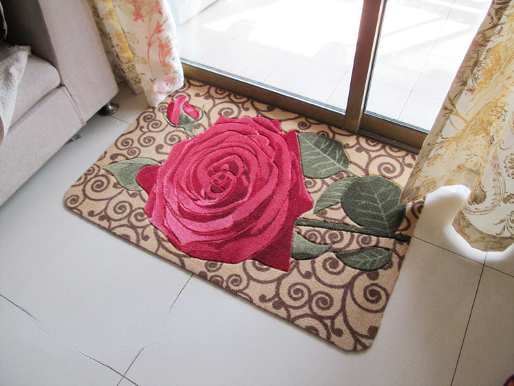 Pastoral Style Flowers Design Cuttable Non Slip Door Mats