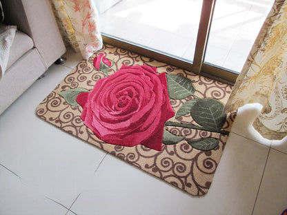 Pastoral Style Flowers Design Cuttable Non Slip Door Mats