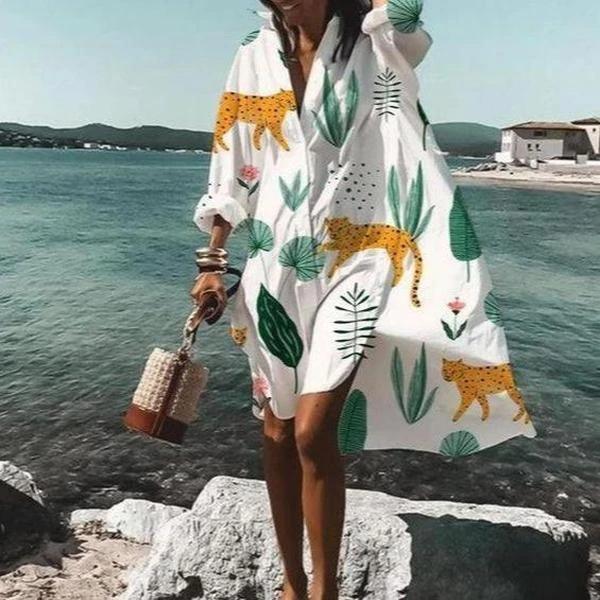 Summer Classy Beach Loose Shirt Dresses-STYLEGOING