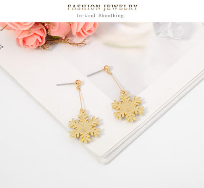 Fashion Christmas Snowflake Drop Earring for Women