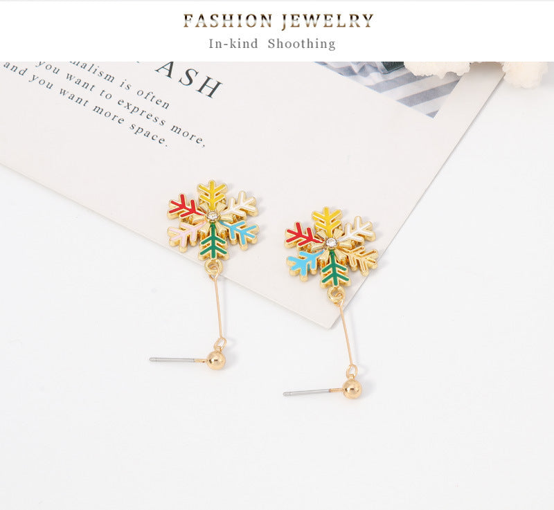 Fashion Christmas Snowflake Drop Earring for Women
