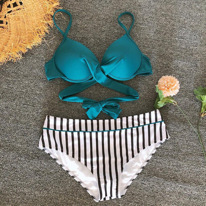 Women Print High Wasit Bikini Swimwear-STYLEGOING