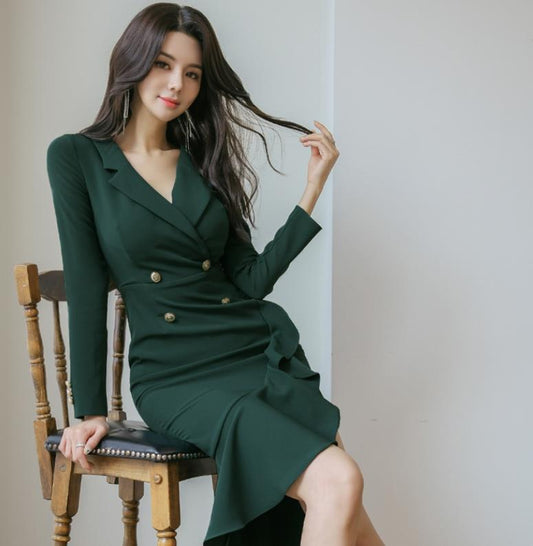 Sexy Ruffled Office Lady Sheath Mermaid Dresses