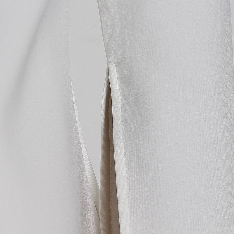 White One Shoulder Long Sleeves T Shirts for Women