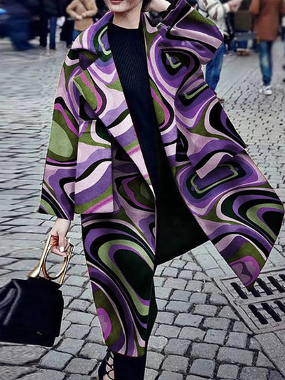 Women Winter Turnover Ocllar Pocket Long Overcoat-STYLEGOING