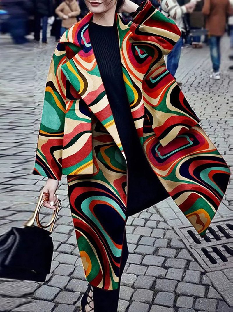 Women Winter Turnover Ocllar Pocket Long Overcoat-STYLEGOING