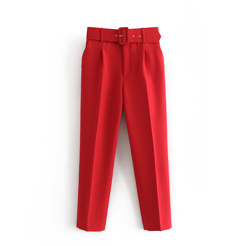 Women High Waist Casual Cropped Pants