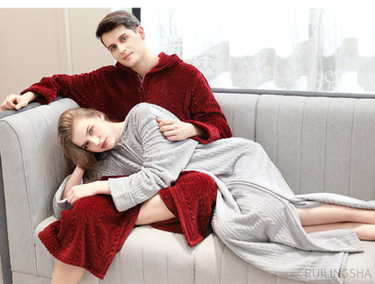 Winter Long Coral Fleece Sleepwear for Couple