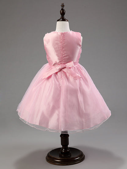 3D Rose Flower Princess Girls Dresses