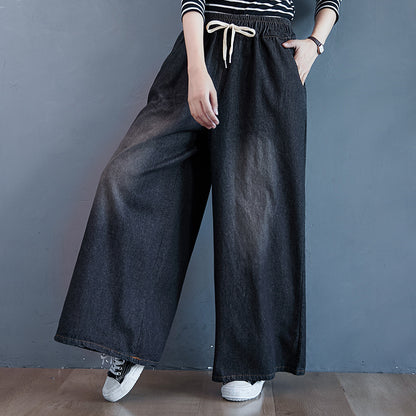 Vintage High Waist Women Wide Legas Denim Pants